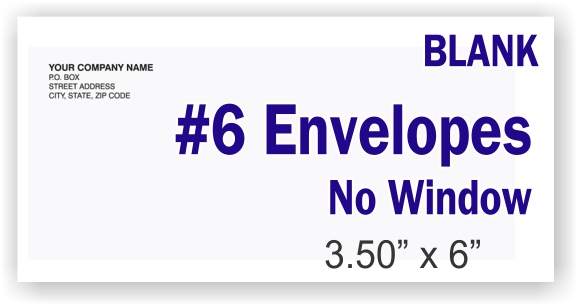 #6 White Business Envelope - NO Window - BLANK